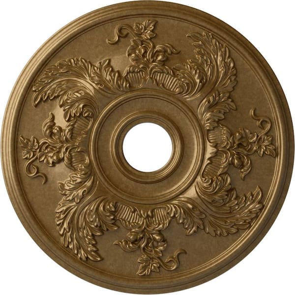 Ekena Millwork 1-7/8 in. x 23-5/8 in. x 23-5/8 in. Polyurethane Acanthus Twist Ceiling Medallion, Pale Gold