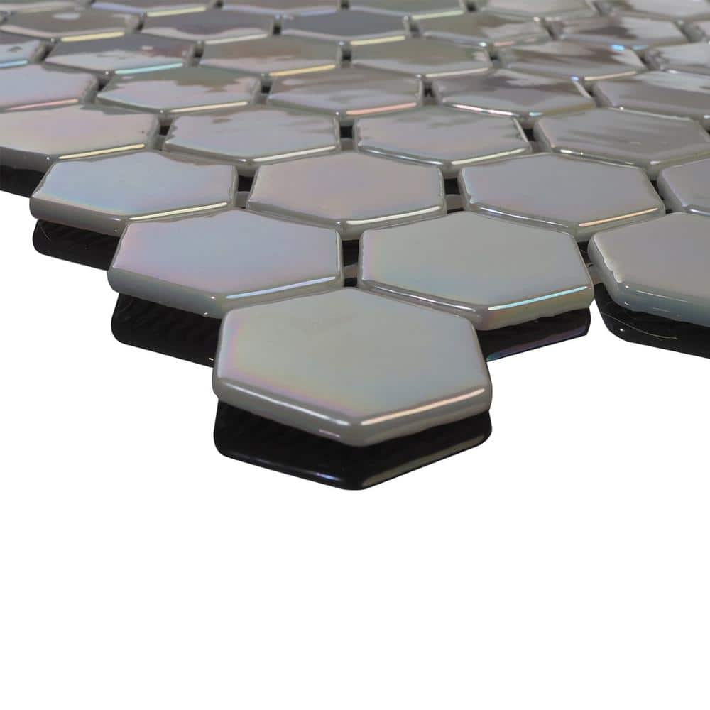 Pastel Hexagonal Glossy Glass Mosaic Tile for Kitchen and Bathroom