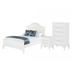 Jenna 3-Piece White Full Panel Bedroom Set