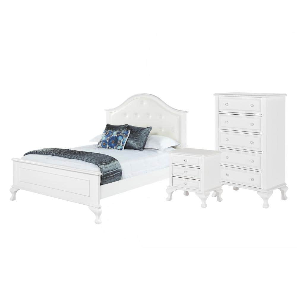 Jenna 3-Piece White Full Panel Bedroom Set -  Picket House Furnishings, JS700F3PC