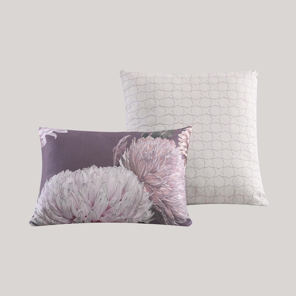 King Purple Cotton Reversible Floral Comforter Set