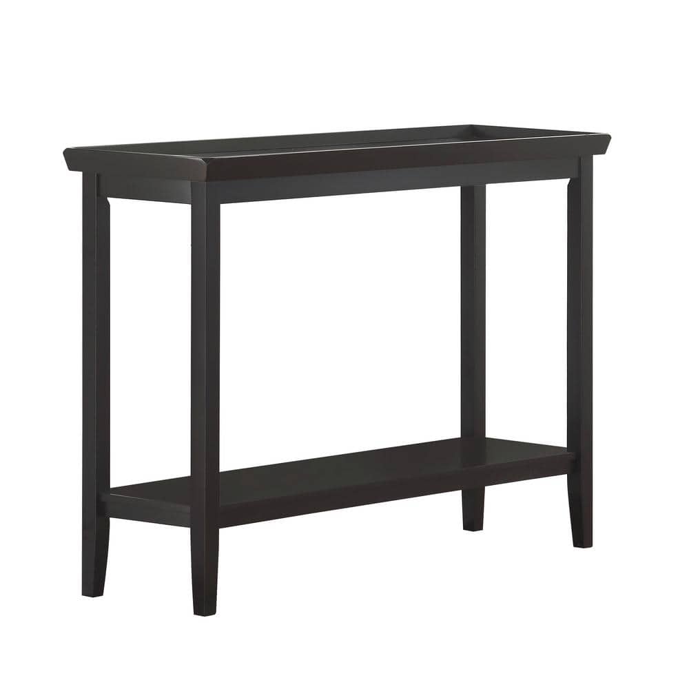 Black Wood Console Table with Shelf, 48 in