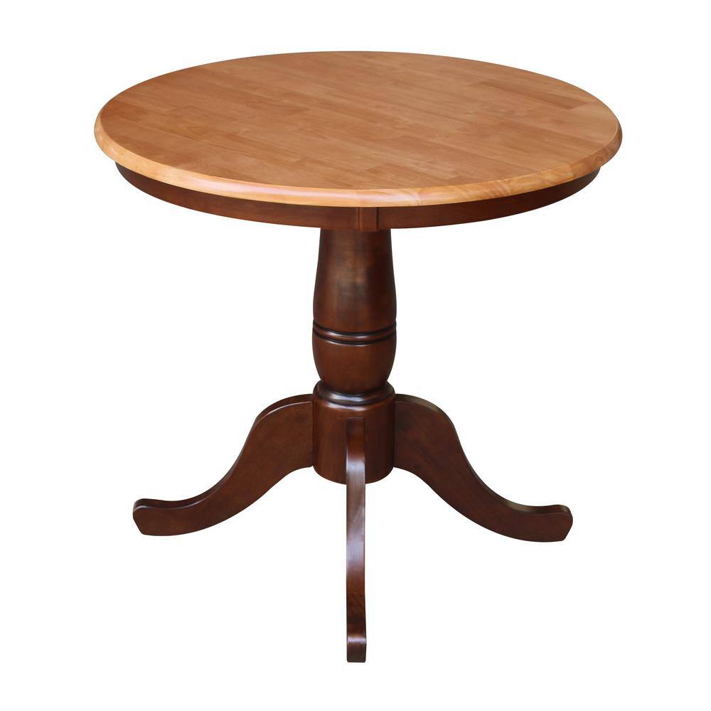Cinnamon Espresso 30" Round Wood Farmhouse Dining Table