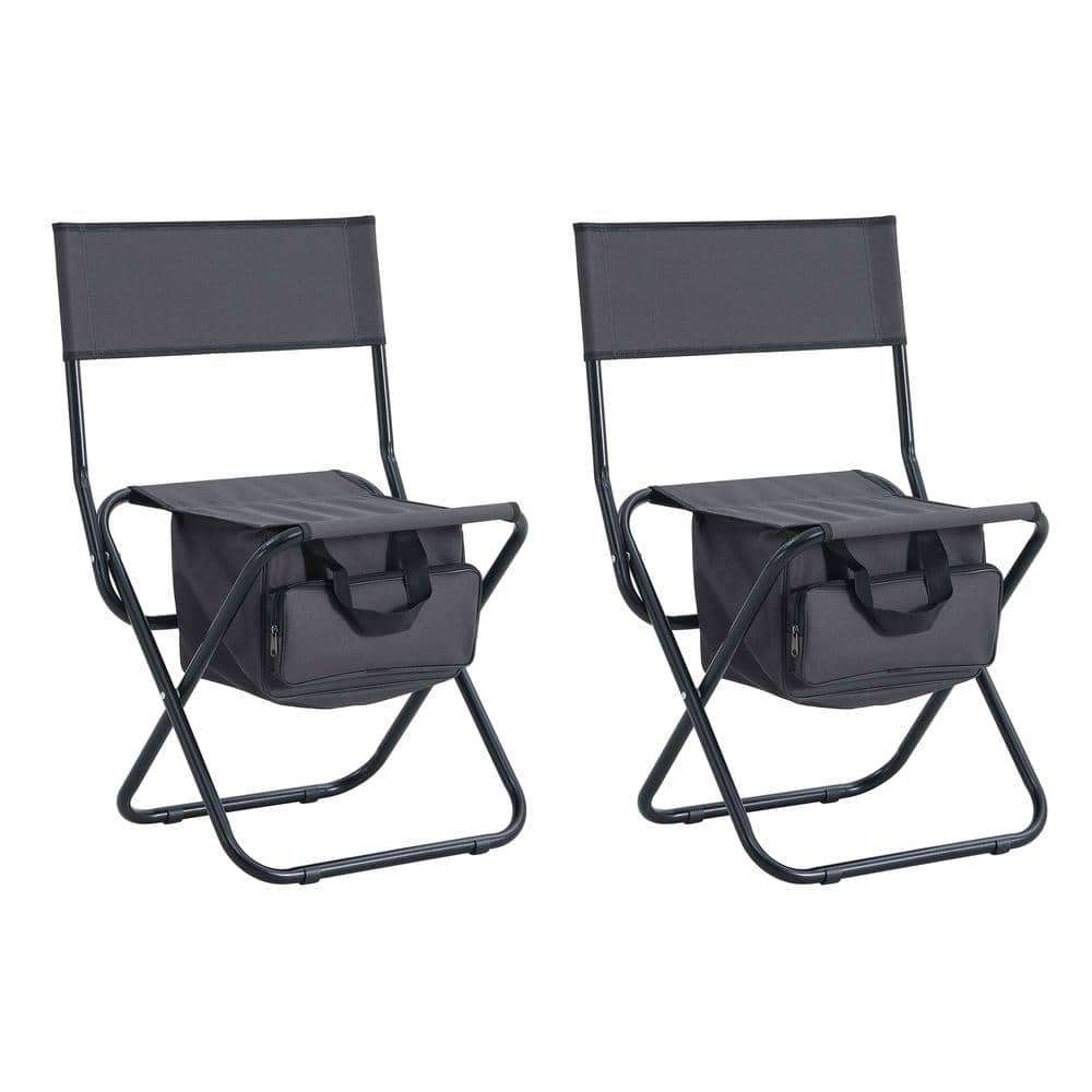 Cesicia Black Aluminum Outdoor Camping Folding Chairs Set with Square ...