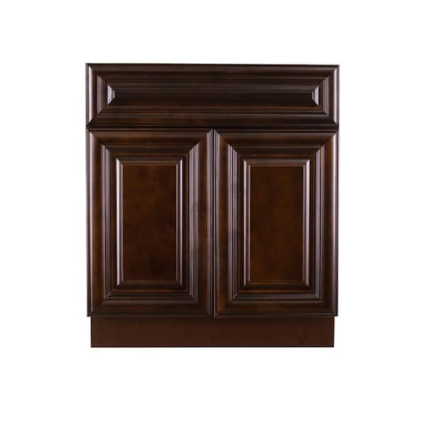 LIFEART CABINETRY Edinburgh Espresso Plywood Raised Panel Stock Assembled Base Kitchen Cabinet (30 in. W x 34.5 in. H x 24 in. D)