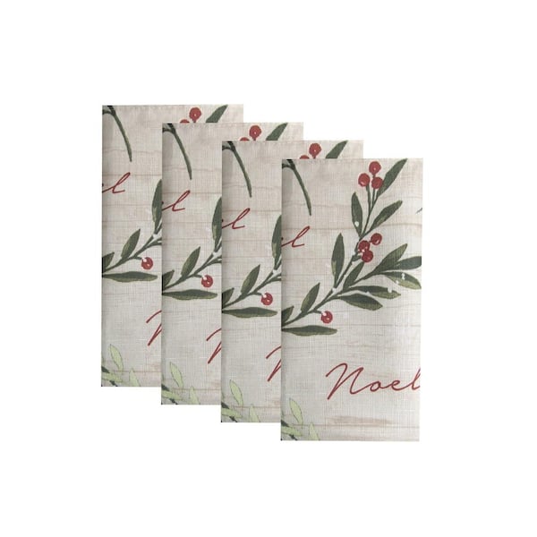 Threadmade Home Holiday Tree Trimmings Napkins, Set of 4, Multicolor - 17"W x 17"L