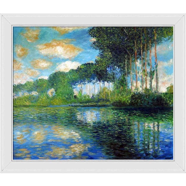 LA PASTICHE Poplars on the Banks of the Epte by Claude Monet Galerie White Framed Nature Oil Painting Art Print 24 in. x 28 in.