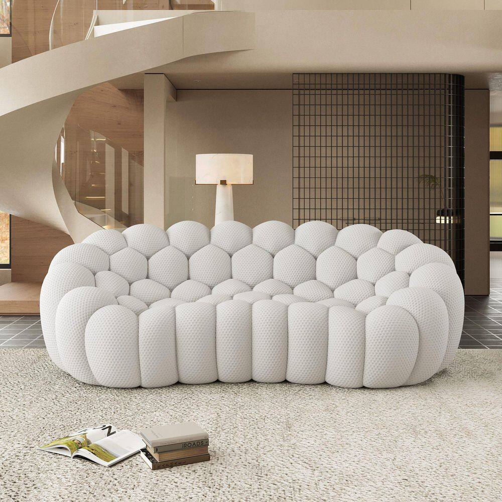 Full Assembled 98.43 in. Armless Curved 3D Textured Dot-Knit Polyester 3-Seater Modular Sectional Sofa in. Beige Gray price history on PriceWatchPro