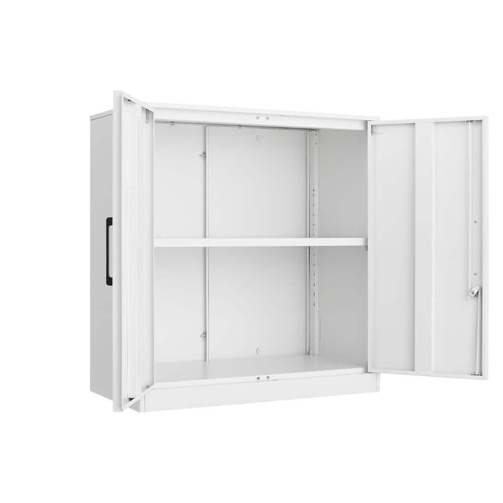 Lockable Wall Mount Garage White Storage Cabinet with Doors and Adjustable Shelf for Garage Workshop Utility Room price history on PriceWatchPro