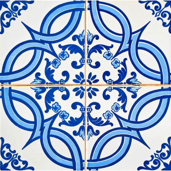 MI ALMA Blue/White H14 4 in. x 4 in. Vinyl Peel and Stick Tile (24 Tiles, 2.67 sq. ft./pack)