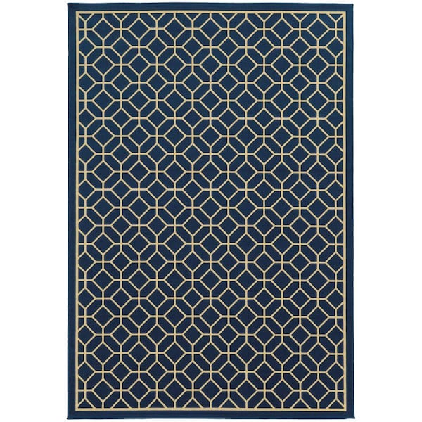 Home Decorators Collection Sand Navy 8 ft. x 11 ft. Area Rug