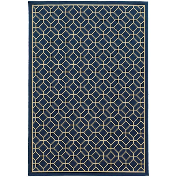 Home Decorators Collection Sand Navy 9 ft. x 13 ft. Area Rug