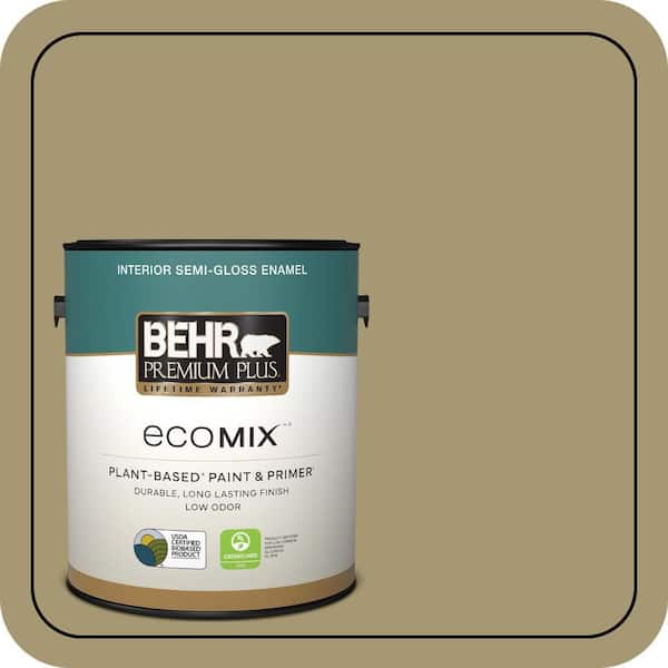 1 gal. #S330-5 Dried Chive Semi-Gloss Enamel EcoMix Plant-Based Interior Paint & Primer