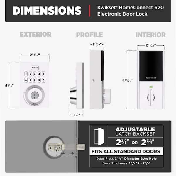 Kwikset HomeConnect 620 Polished Chrome Contemporary Z-Wave Long