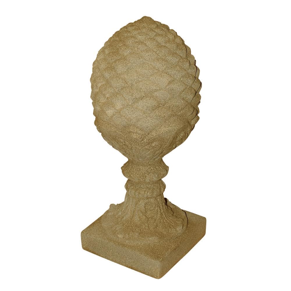Sandstone Finish Pineapple Garden Statue, Lightweight Resin, 23" Height