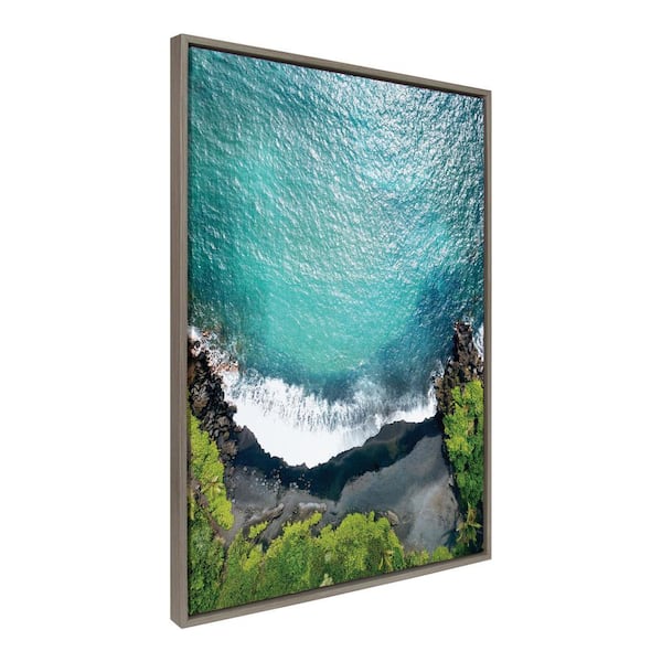Kate and Laurel Sylvie Maui Black Sands Beach, Paddle Out and La Jolla Beach Framed Canvas Wall Art Set by Rachel Dowd, Set of 3, two 16x20 and one 23 : Kate and Laurel Sylvie Maui Black Sand Beach 1 Framed