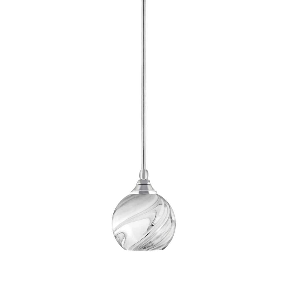 Sparta 100-Watt 1-Light Chrome Shaded Pendant Light Mini Pendant with Onyx 