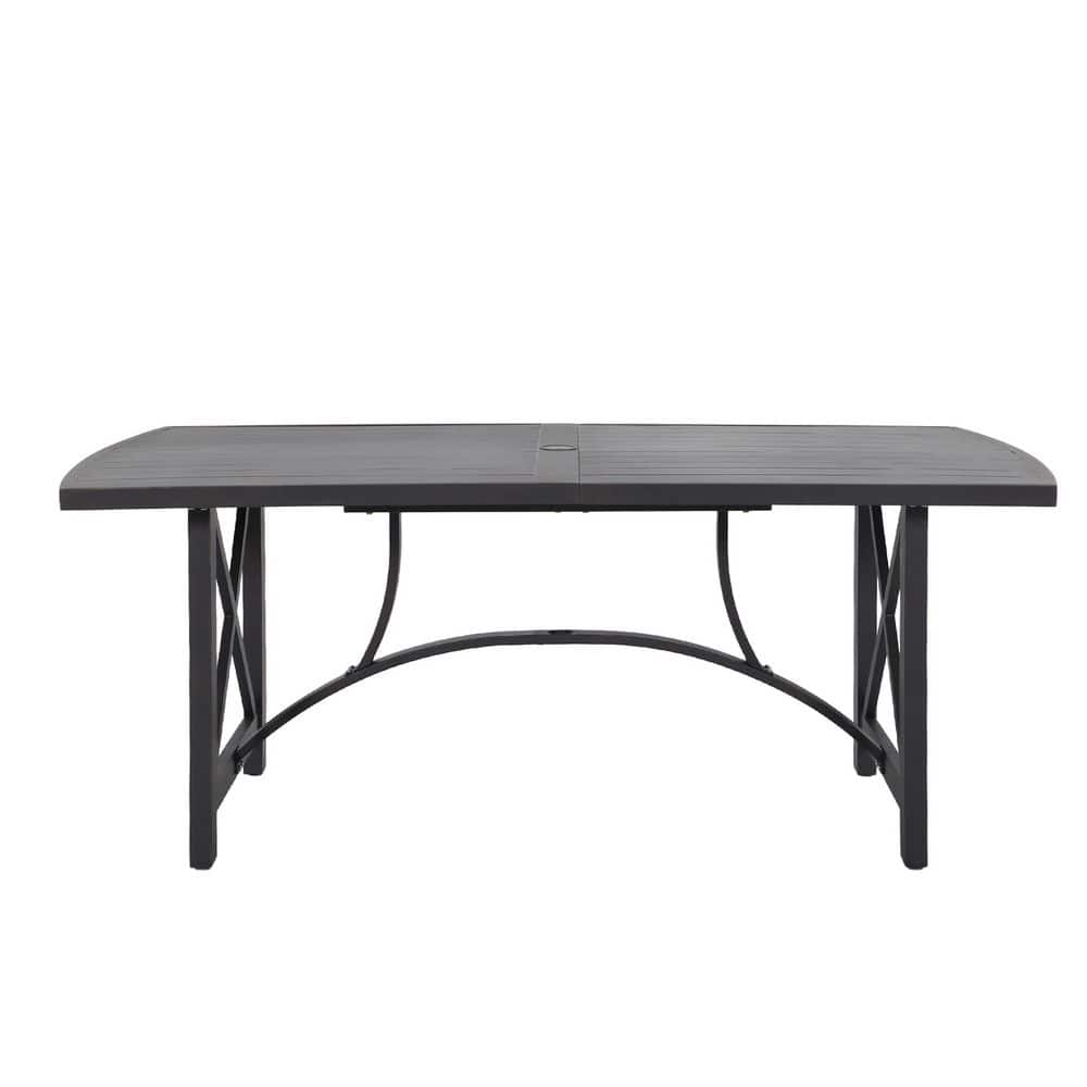 88.4 in. W Black Aluminum Rectangular Outdoor Dining Table, 1.6 in. Thick Table Top for Garden and Backyard price history on PriceWatchPro