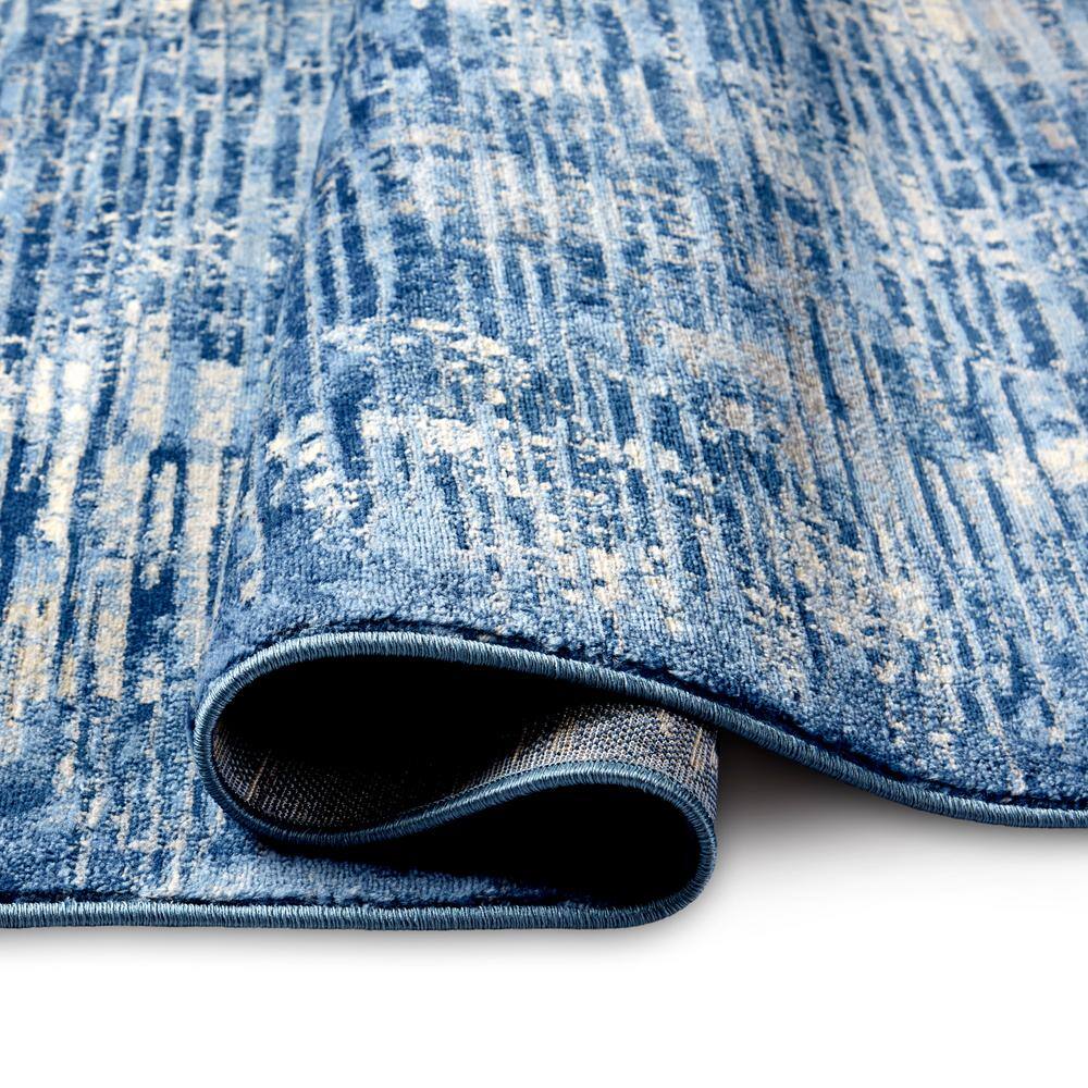 Lorenzo Abstract Blue and Grey 8' x 10' Synthetic Area Rug