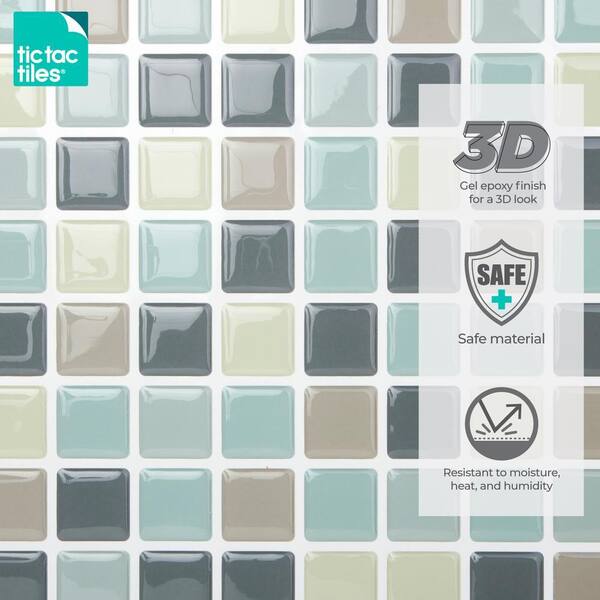 Tic Tac Tiles Peel And Stick Hexagon Wall Tiles – Thicker 1.6mm Design – Mint Color – 10 Sheets (12”x12”) – Water-Repellent, 3X Stronger Adhesive