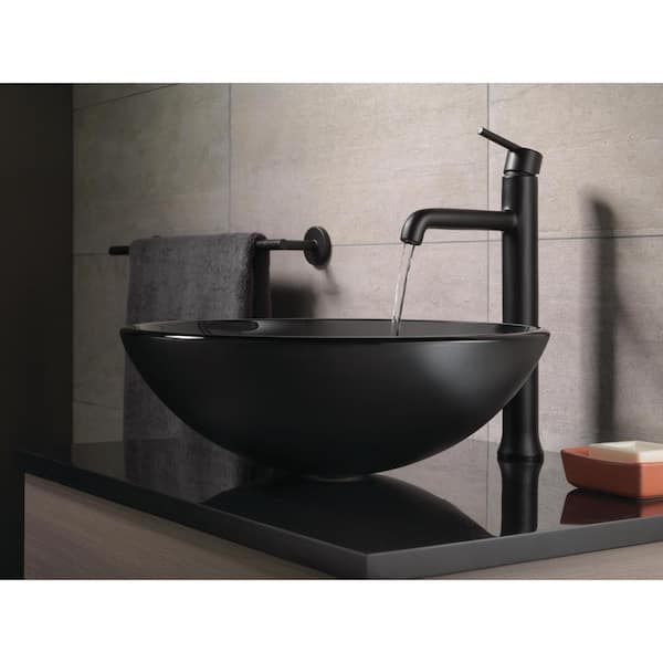 Trinsic Single Hole Single-Handle Vessel Bathroom Faucet in Matte Black