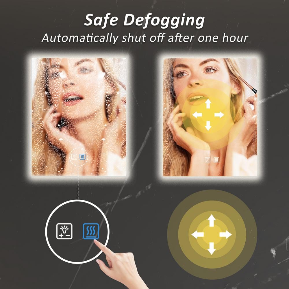 HOMLUX Frameless LED Bathroom Vanity Mirror with Anti-Fog Technology