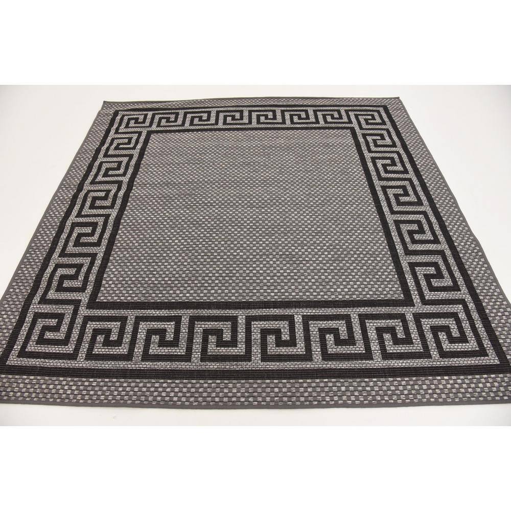 Square Gray Easy-Care Outdoor Polypropylene Rug