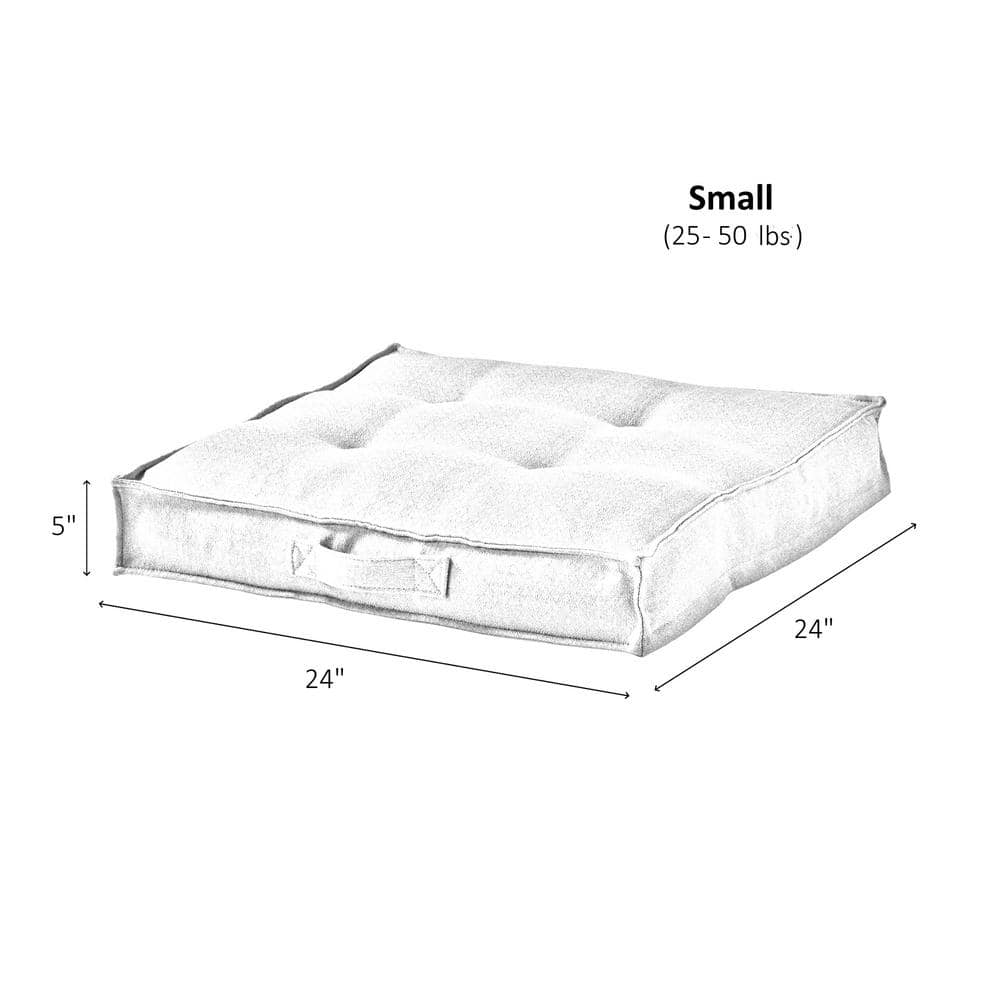 Small Cement Polyester Tufted Dog Bed with Handle