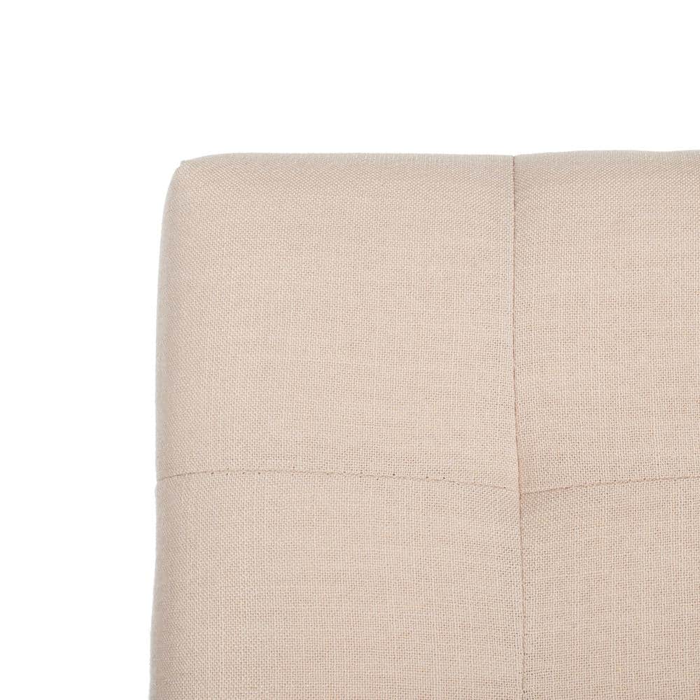Beige Tufted Linen Transitional Counter Stool with Chrome Accents, Set of 2