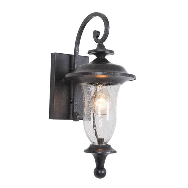Yosemite Home Decor 1-Light Exterior Stone Light with Clear Seedy Glass Small Sconce