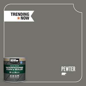 8 oz. #SC-131 Pewter Solid Color Waterproofing Exterior Wood Stain and Sealer Sample