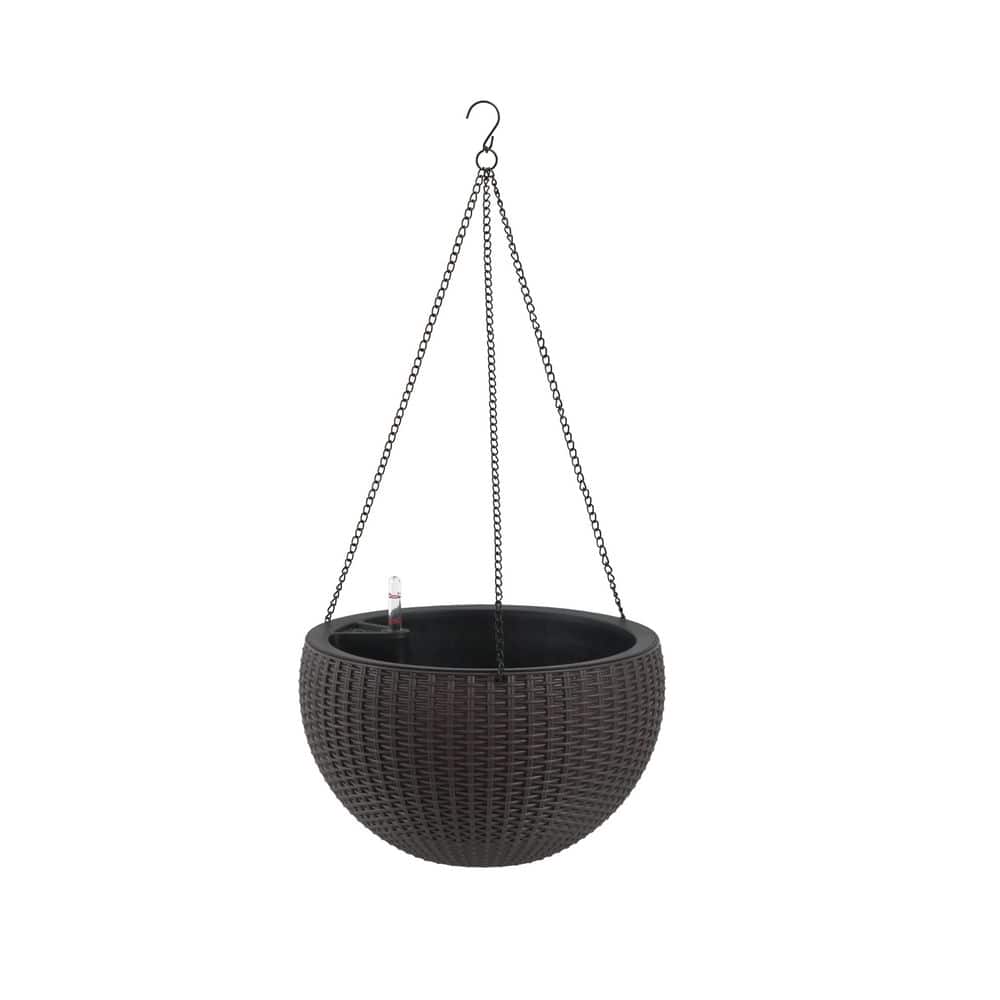 13 in. W Plastic Rattan Hanging Round Planter Set with Self-Watering System In Brown (2-Packs) price history on PriceWatchPro