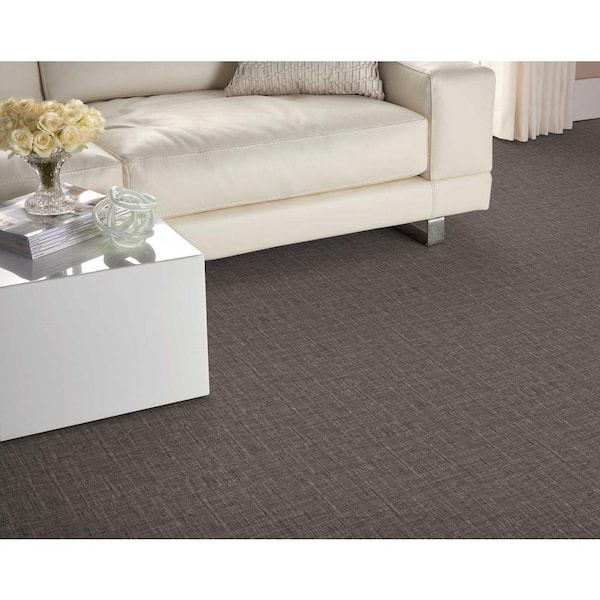 Suspicion Steel Gray 13.9 ft. 71 oz. Wool Texture Carpet - Installation Required