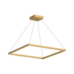 Piazza 36 in. 1-Light 78-Watt Brushed Gold Integrated LED Pendant Light