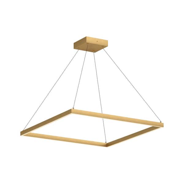 Piazza 36 in. 1-Light 78-Watt Brushed Gold Integrated LED Pendant Light