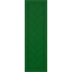 15 in. x 26 in. PVC Single Panel Herringbone Modern Style Fixed Mount Board and Batten Shutters Pair in Viridian Green