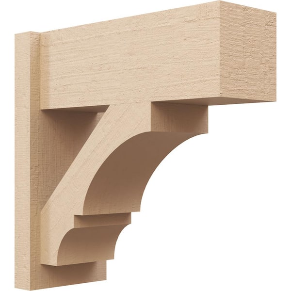 Ekena Millwork 8 in. x 20 in. x 20 in. Balboa Block Rough Cedar Woodgrain Timberthane Polyurethane Outlooker, Primed Tan