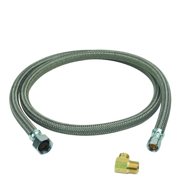 BrassCraft 1/2 in. FIP x 3/8 in. Compression x 48 in. Braided Polymer Dishwasher Supply Line with 3/8 in. Compression Elbow