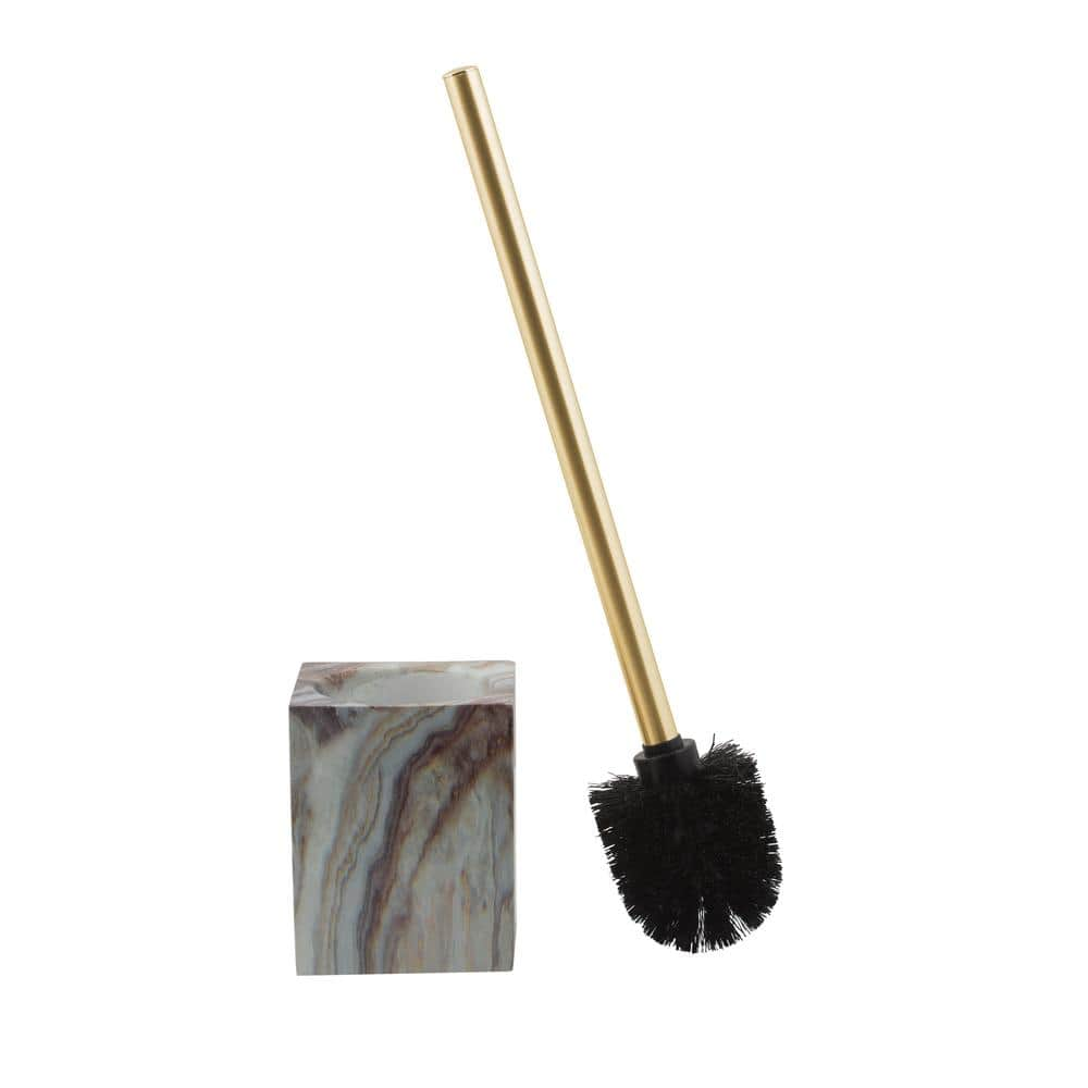 Enamel toilet brush holder and wooden brush