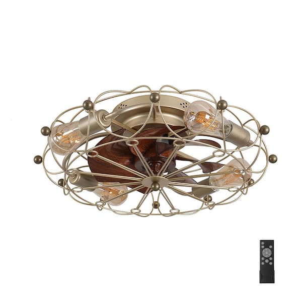 MODERN HABITAT Spinning 20 in. Indoor Gold Ceiling Fan with LED Light Bulbs and Remote Control