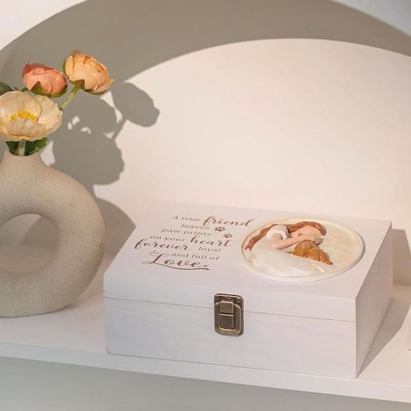 White 8 in. x 4 in. Wood Rectangle Decorative Box HDFGWZWT3L - The