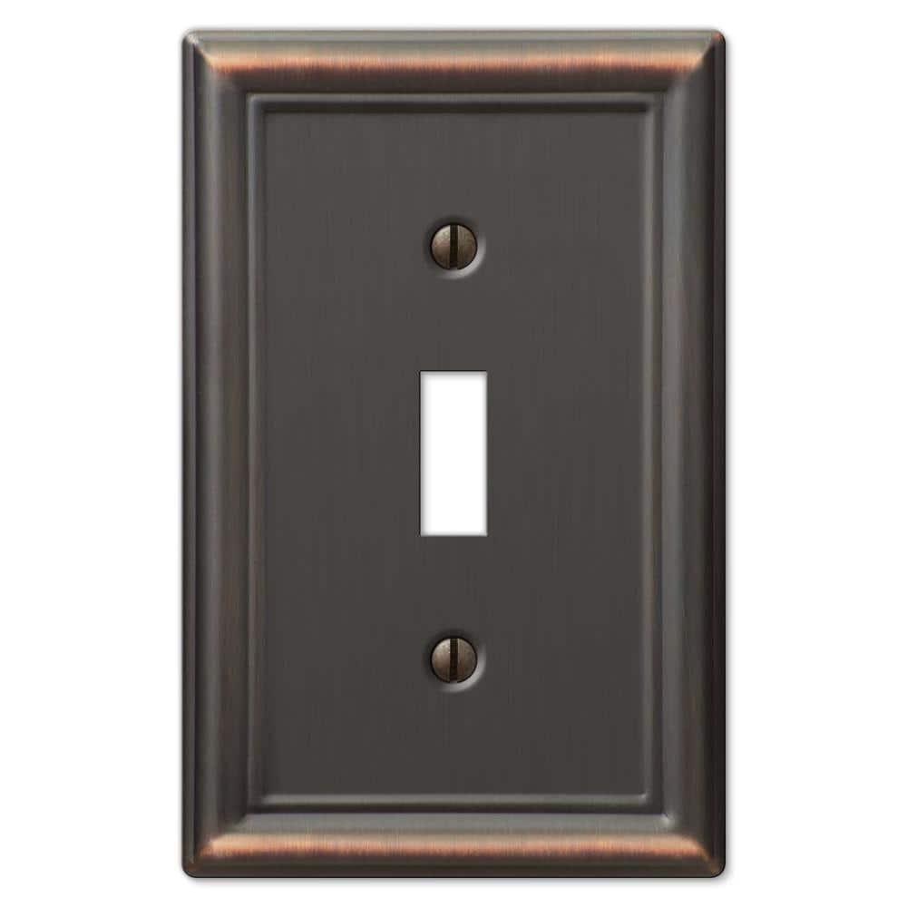 Amerelle Chelsea Aged Bronze 1-Gang Stamped Steel Toggle Wall Plate