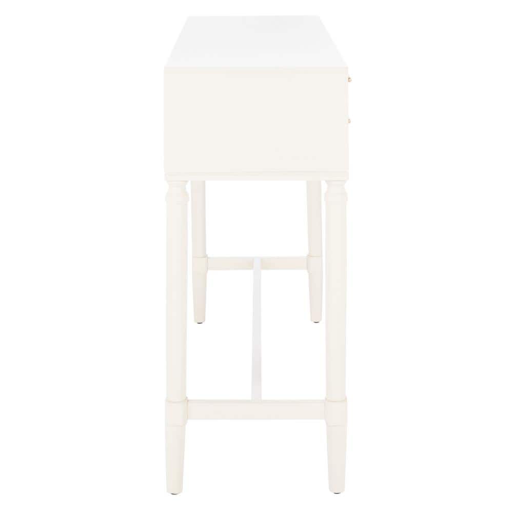 White Wood and Metal Console Table with Storage