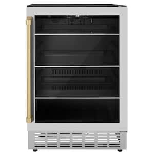 Monument Autograph Edition 24 in. Single Zone 154-Can Beverage Fridge with Champagne Bronze Handle in Stainless Steel