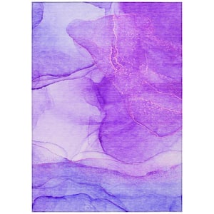 Purple 5 ft. x 8 ft. Abstract Indoor / Outdoor Area Rug