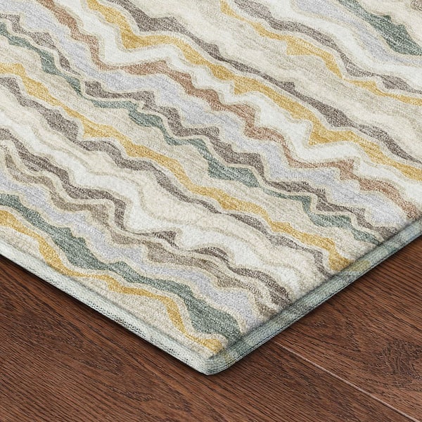 Mayfield Premium Machine Washable Abstract AMF2436 Ivory 5 ft. x 7 ft. 6 in. Area Rug