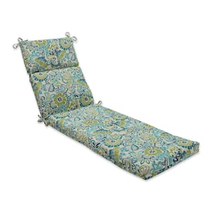 Floral 21 x 28.5 Outdoor Chaise Lounge Cushion in Blue/Green Zoe