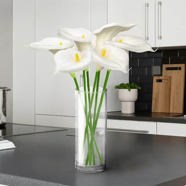 30 in. Cream White Artificial Calla Lily Flower Stem Spray (Set of 6)