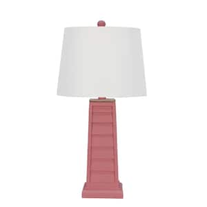25 in. Coral Shutter Table Indoor Lamp with Decorator Shade