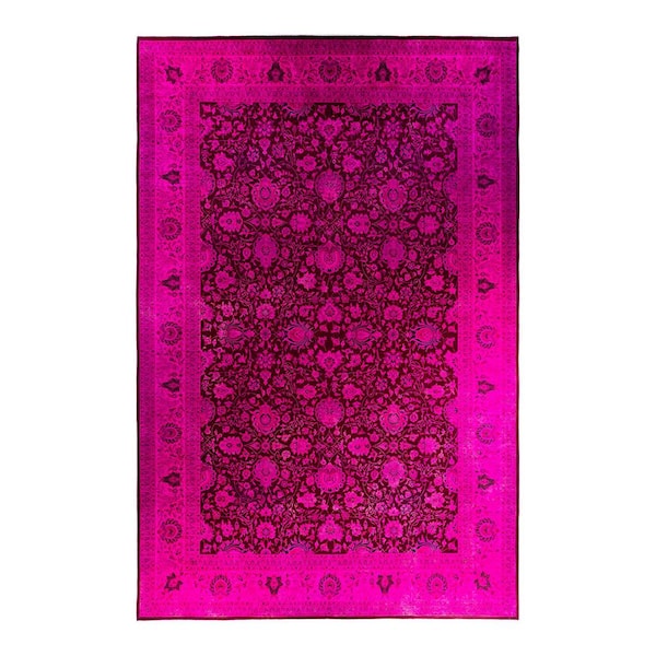 Overdyed Pink 12 x 18 Solid Wool Indoor Area Rug